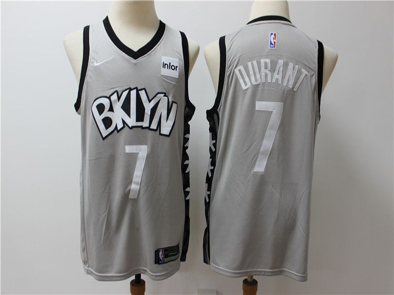 Men Brooklyn Nets 7 Durant Grey City Edition Game Nike NBA Jerseys